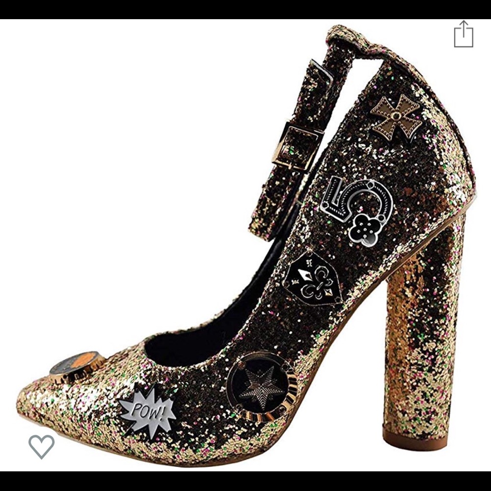 Gold Glitter Charm Heels